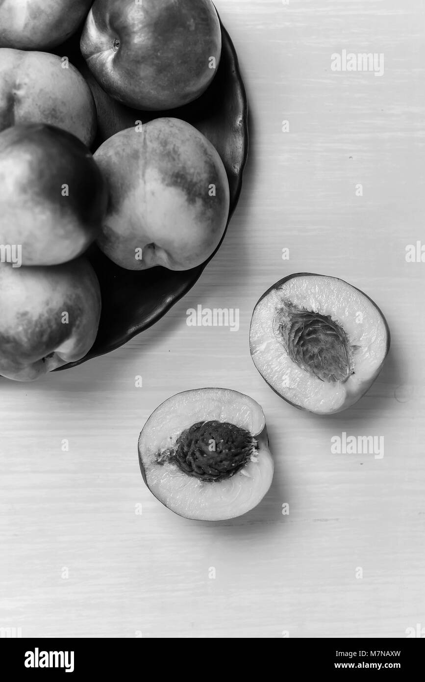 Zusammensetzung der reife Pfirsiche Stockfoto