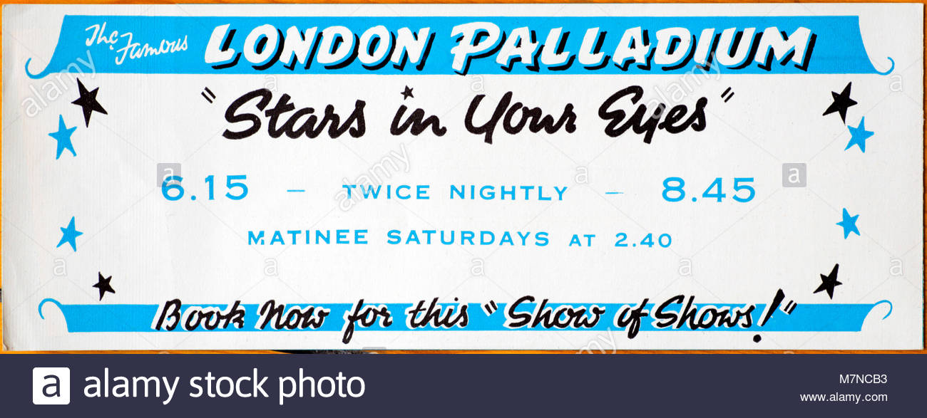 Flyer für 'Stars in Revue Ihre Augen" Show im Londoner Palladium 1960 Stockfoto