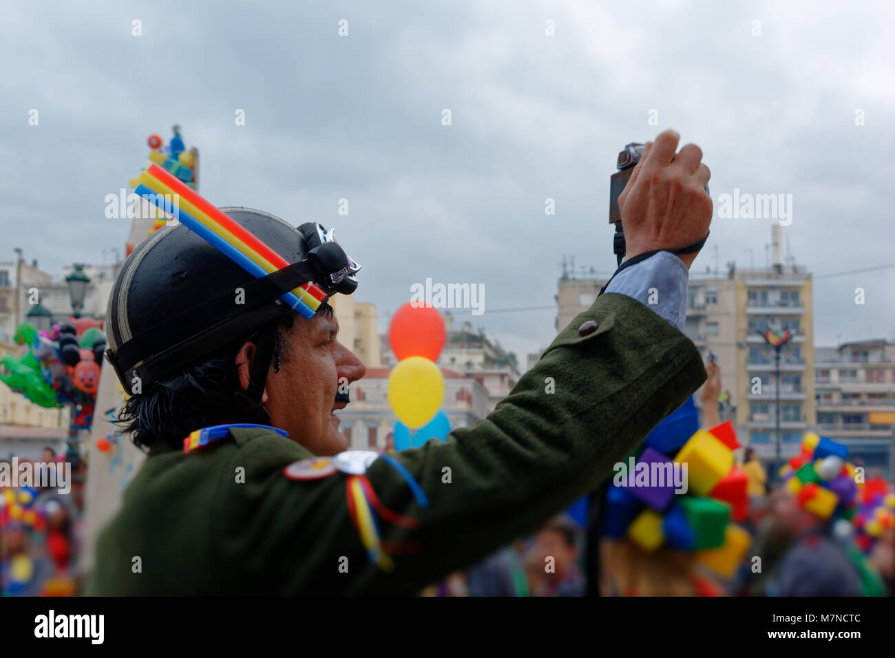 Der Fotograf der Patras Karneval 2018 Stockfoto