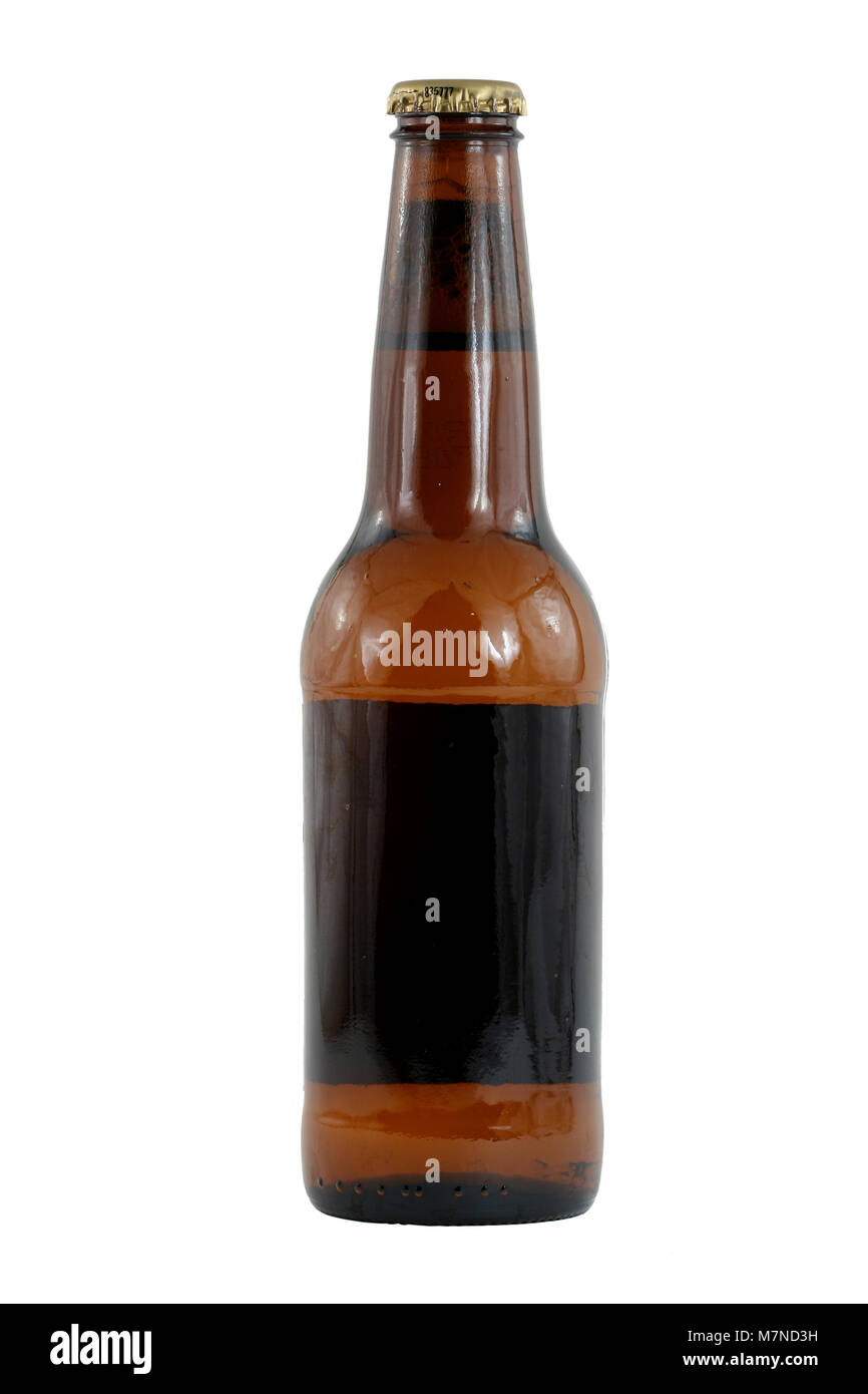 Eine islated braune Bier Flasche Stockfoto