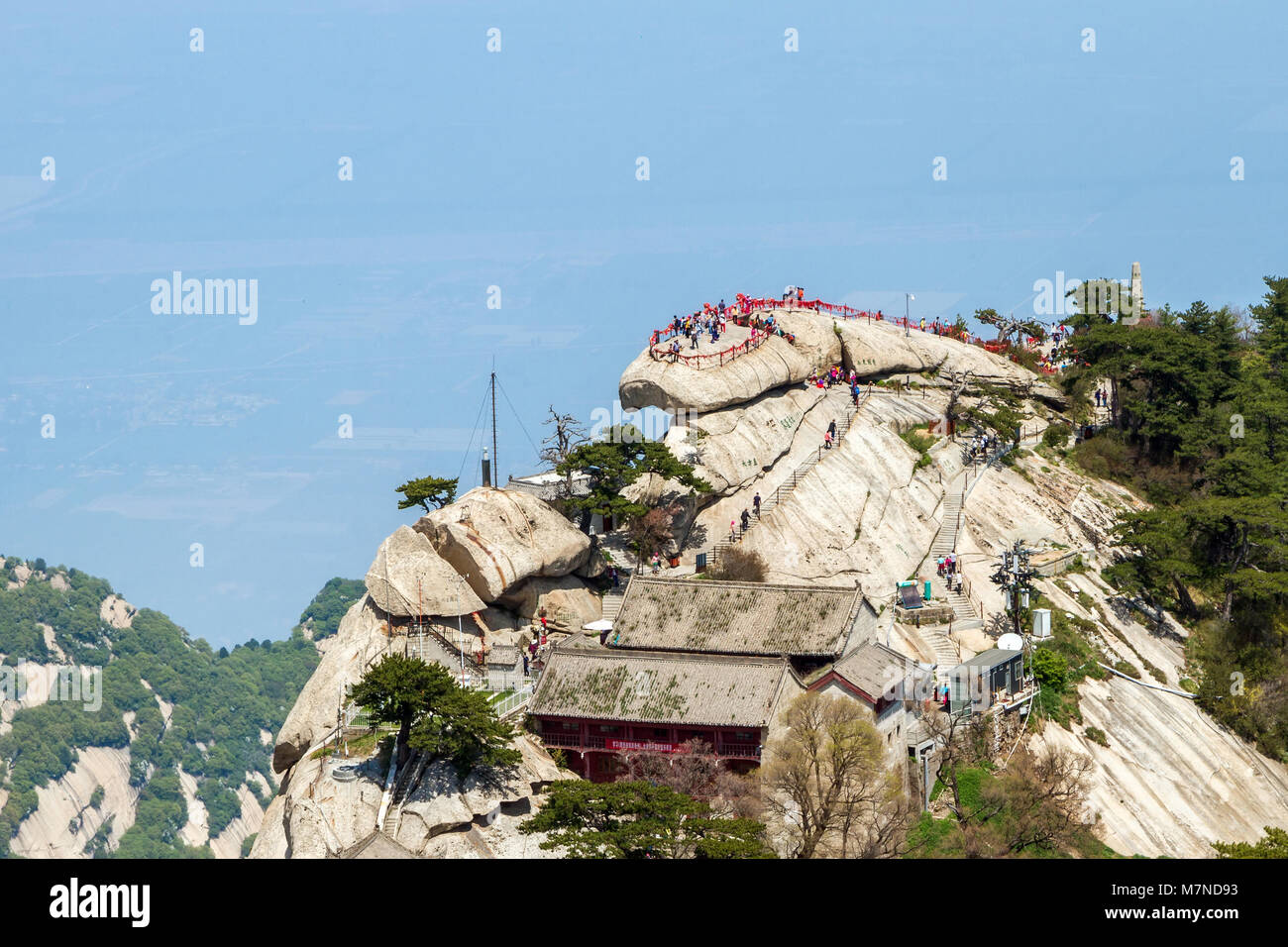 China, Provinz Shaanxi, Huashan Berg, Treppe nach oben Stockfoto