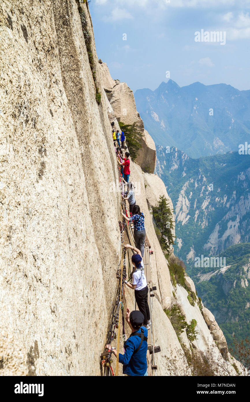 China, in der Provinz Shaanxi, Huashan Berg, dem Menschen auf der Spur des Todes Stockfoto