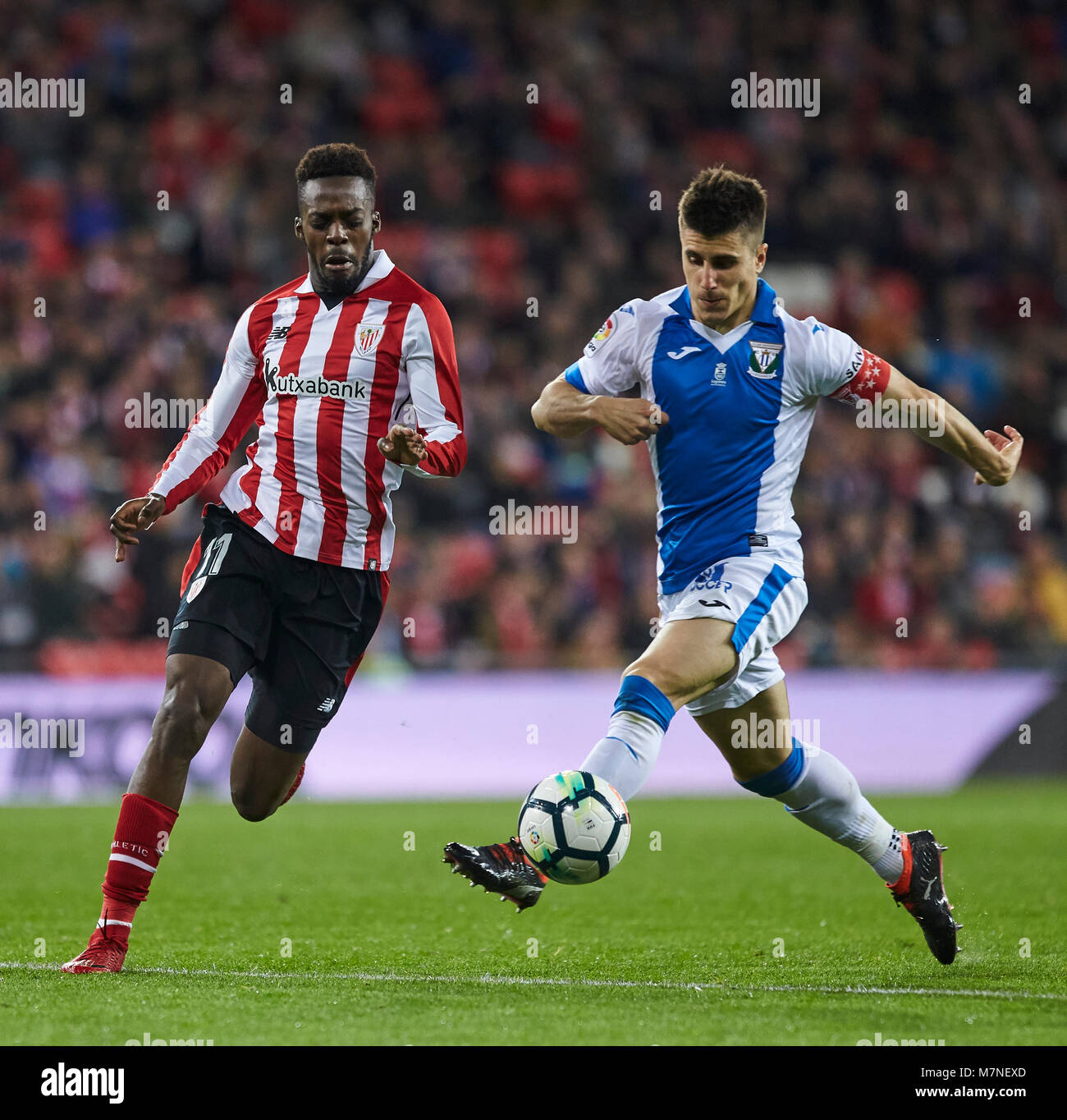 (11) Inaki Williams, (20) Joseba Zaldua während der spanischen La Liga Fußball Match zwischen Athletic Club Bilbao und C.D Leganes an San Mames Stadium, in Bilbao, Nordspanien, Sonntag, März, 11, 2018. Credit: Gtres Información más Comuniación auf Linie, S.L./Alamy leben Nachrichten Stockfoto