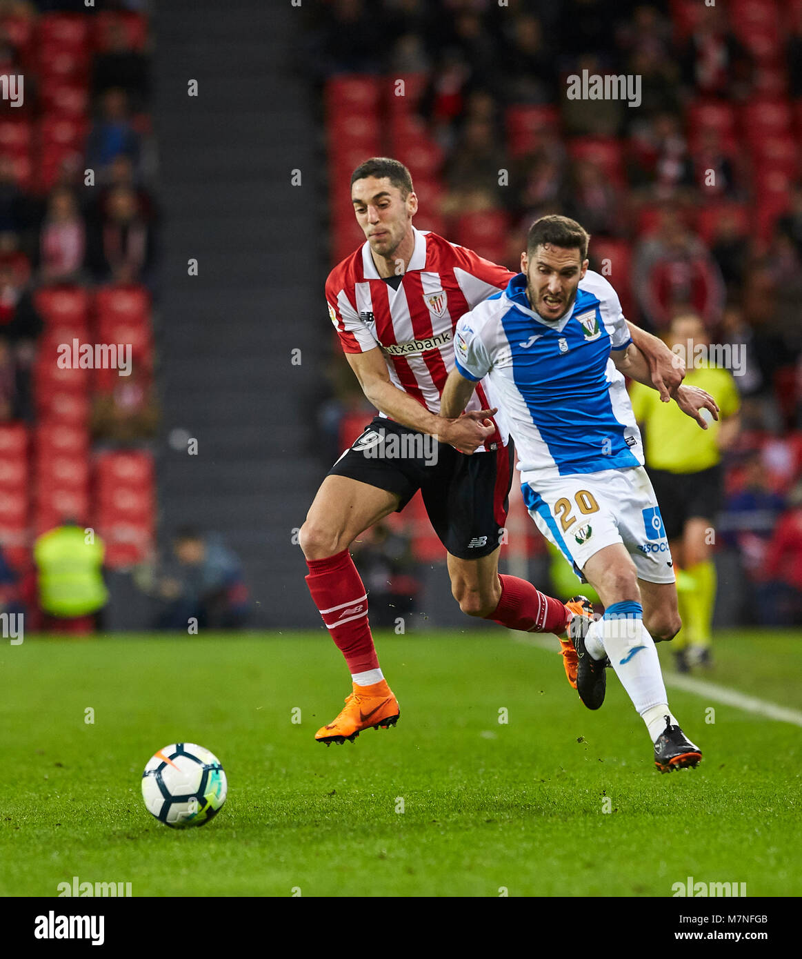 (20) Joseba Zaldua, (19) Sabin Merino während der spanischen La Liga Fußball Match zwischen Athletic Club Bilbao und C.D Leganes an San Mames Stadium, in Bilbao, Nordspanien, Sonntag, März, 11, 2018. Credit: Gtres Información más Comuniación auf Linie, S.L./Alamy leben Nachrichten Stockfoto