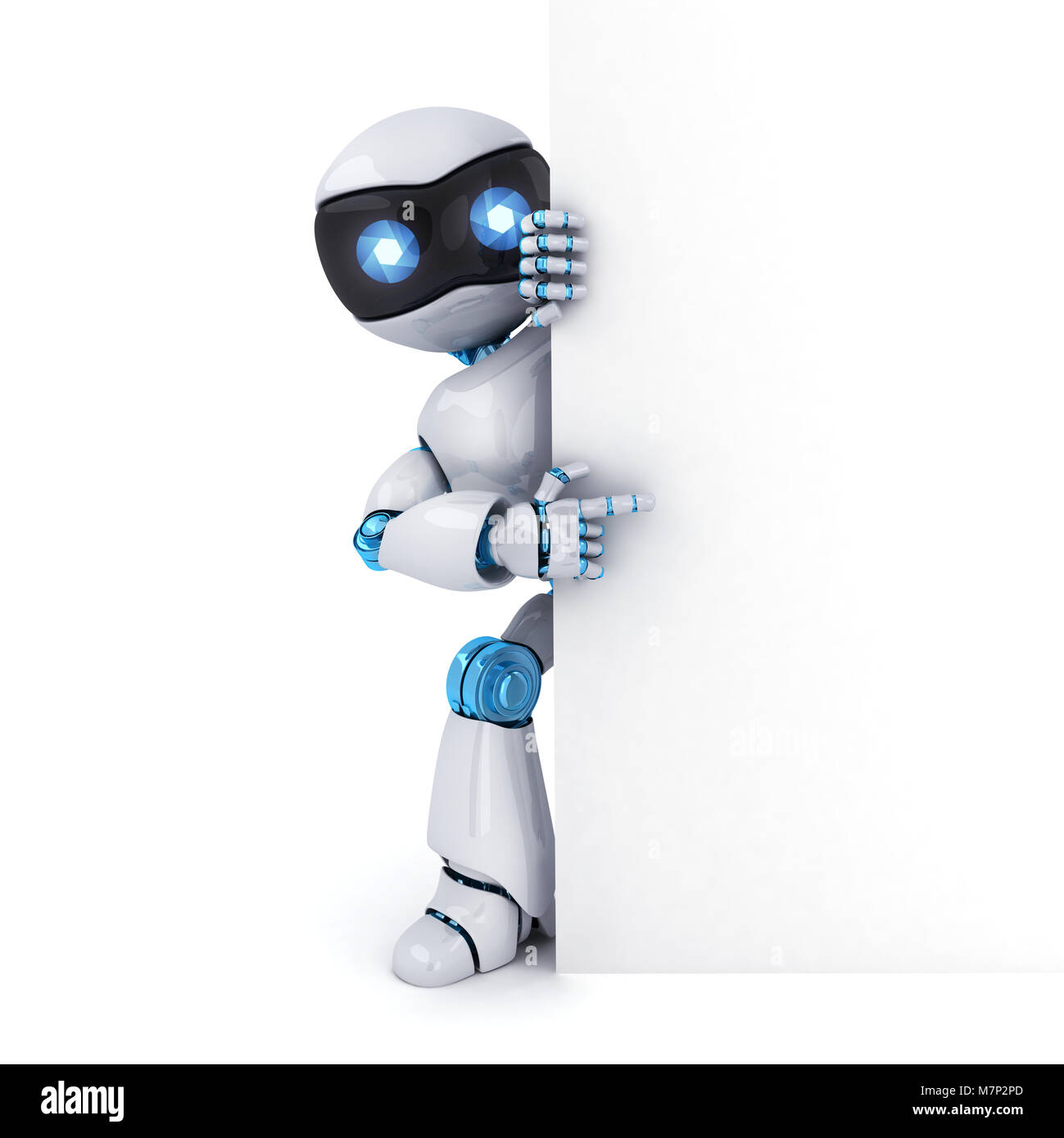 Roboter und leeren weißen leer. 3D-Darstellung Stockfoto