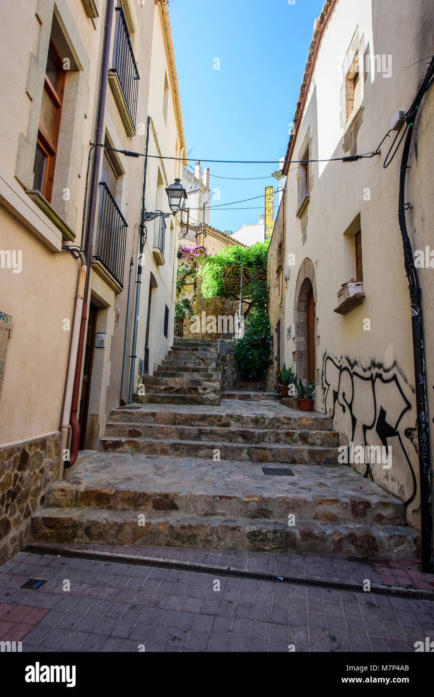 Straße in Tossa de Mar, Costa Brava, Katalonien, Spanien Stockfoto
