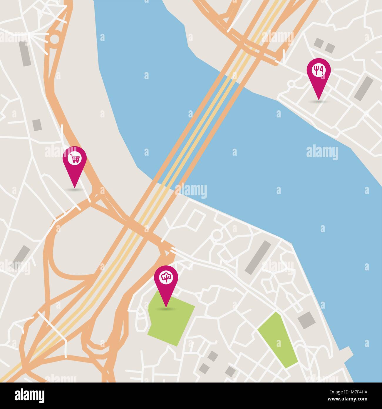 Vektor-Stadtplan Stock Vektor