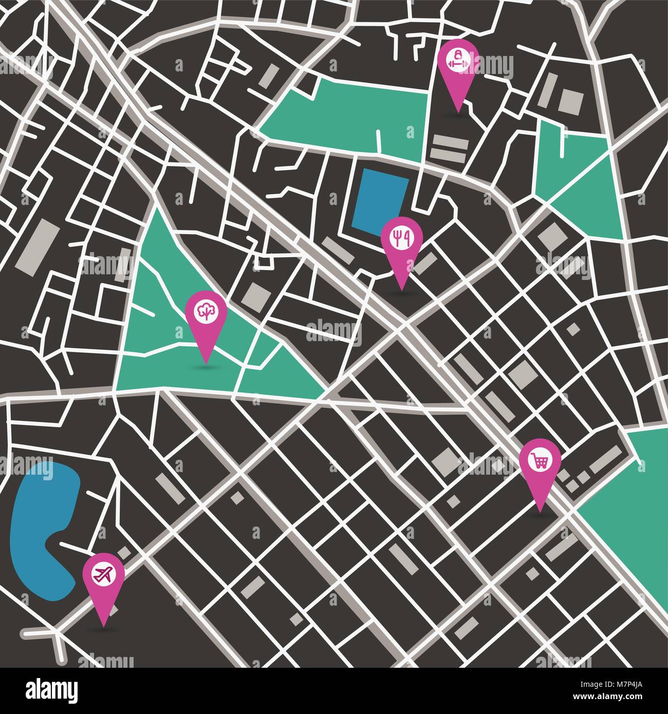 Vektor-Stadtplan Stock Vektor