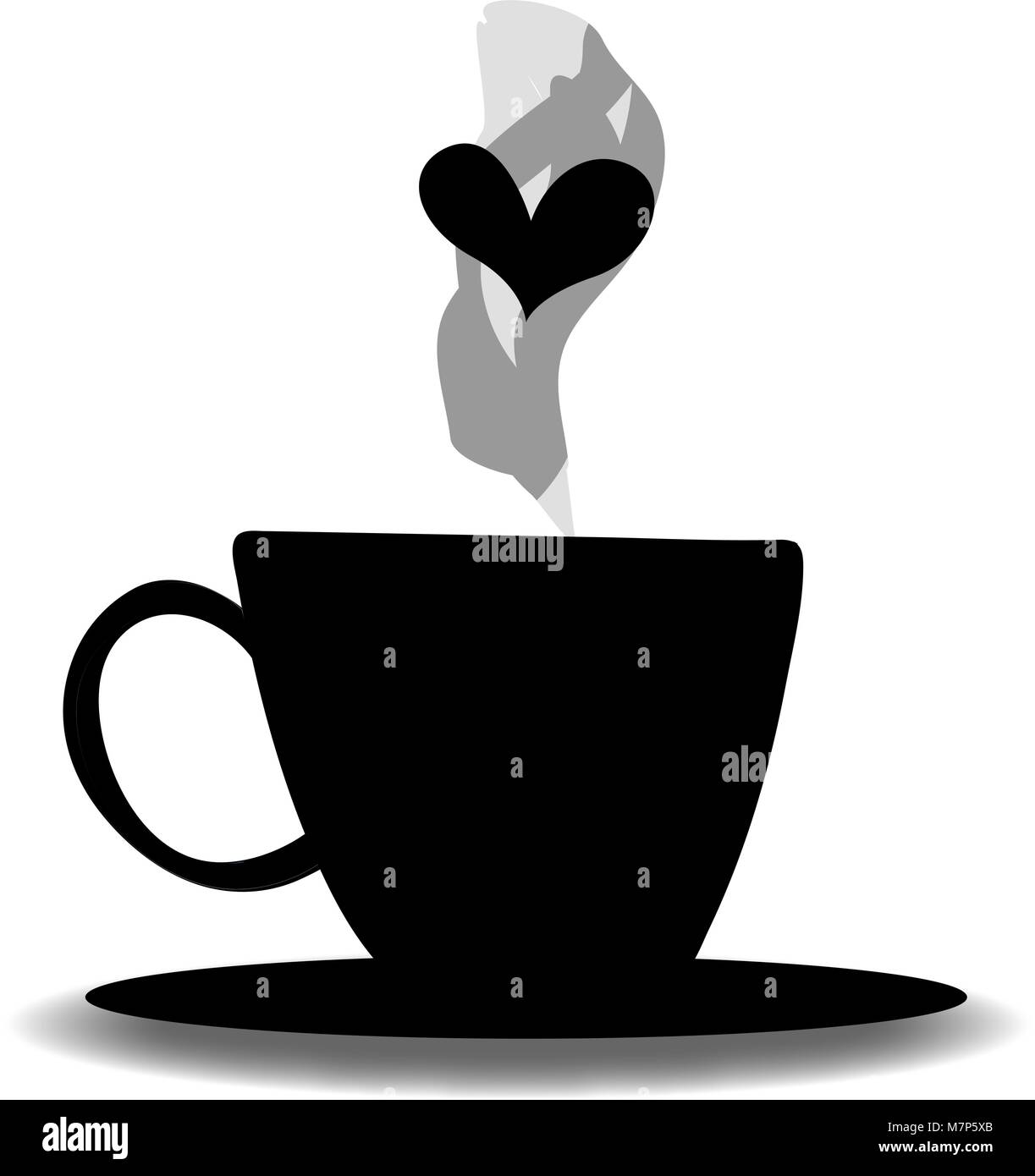 Schwarze Silhouette aus Tee oder Kaffee Tasse mit Dampf und Herz auf weißem  Hintergrund. Vector Illustration, Symbol, Logo, Zeichen, Symbol der trinken  Becher Stock-Vektorgrafik - Alamy