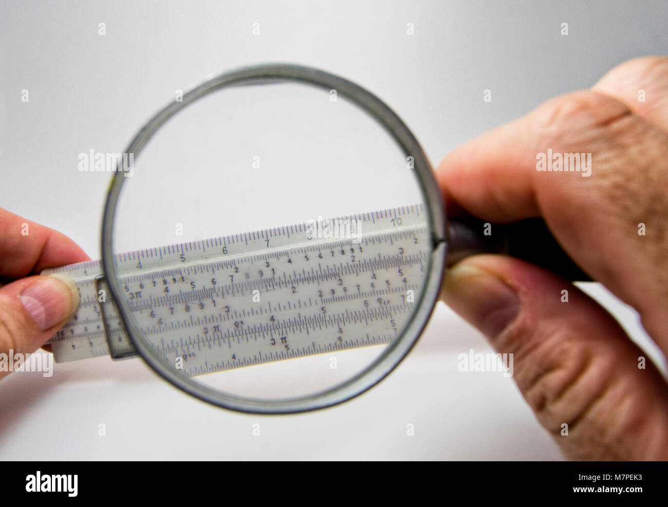 Alten Rechenschieber slipstick analogen Computer für mathematische calcululs Stockfoto