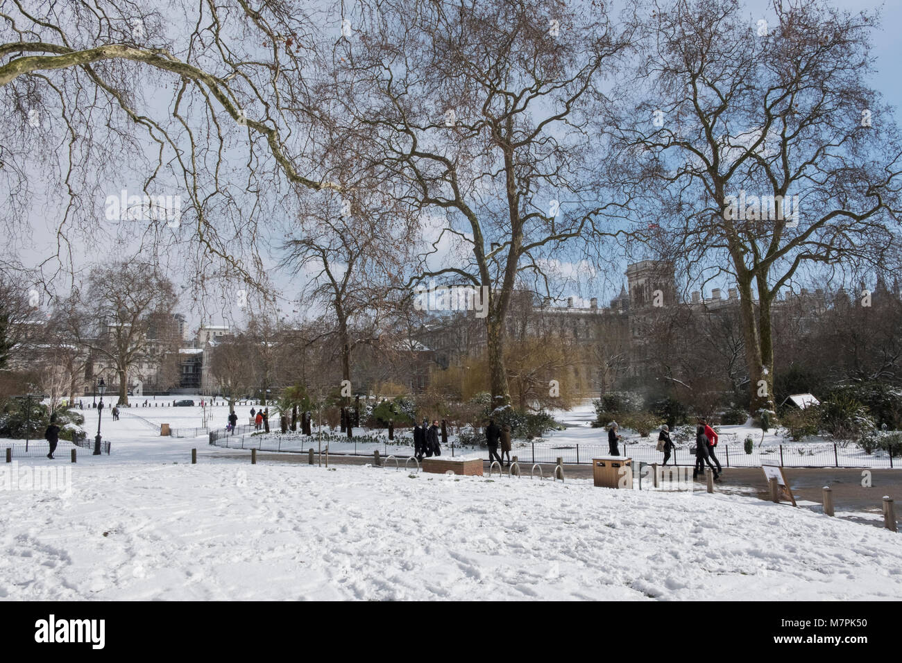 Snow Fall in London Winter 2018 Stockfoto