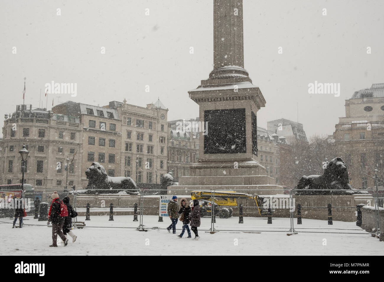 Snow Fall in London Winter 2018 Stockfoto