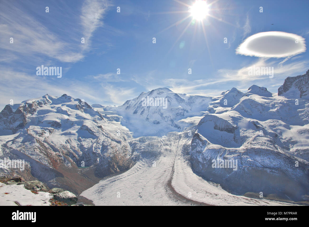 Skigebiet auf Gornergrat Schweiz im Herbst Stockfoto