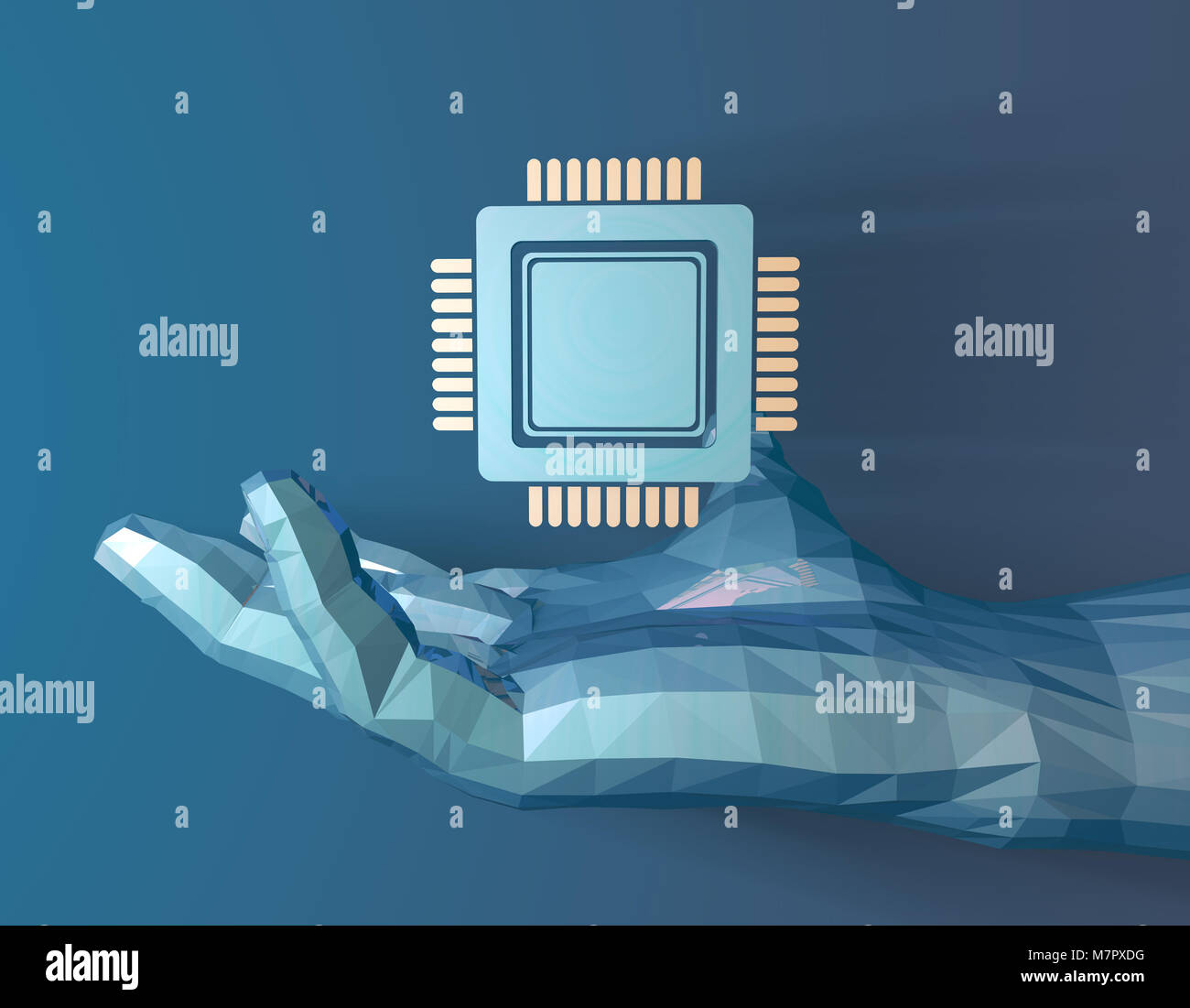 Die CPU, die menschliche Technologie, die Kontrolle der Zukunft Stockfoto