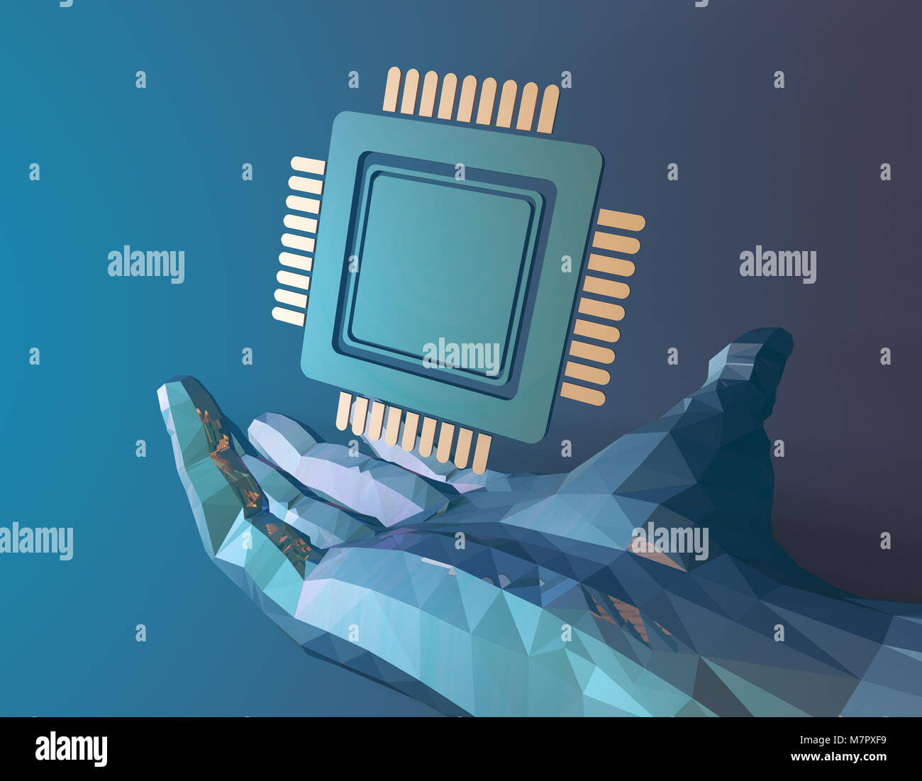 Die CPU, die menschliche Technologie, die Kontrolle der Zukunft Stockfoto