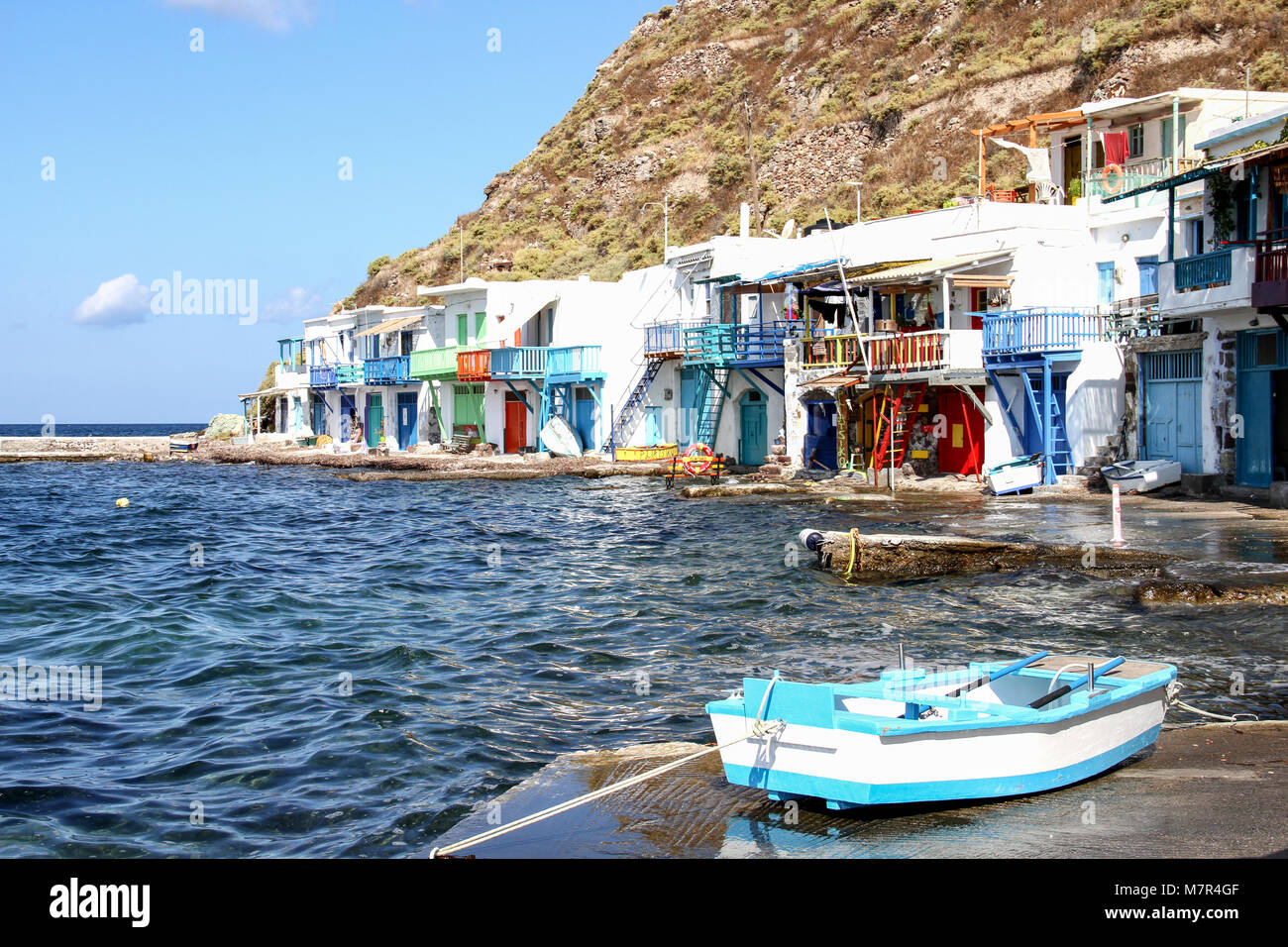 Schönen und bunten Dorf Klima, Insel Milos, Kykladen, Griechenland Stockfoto