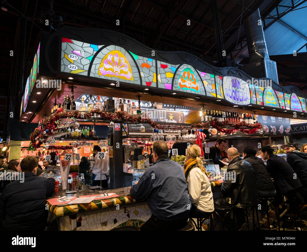 Der Mercat de Sant Josep de la Boqueria, (La Boqueria Markt) Barcelona, Katalonien, Spanien. Stockfoto