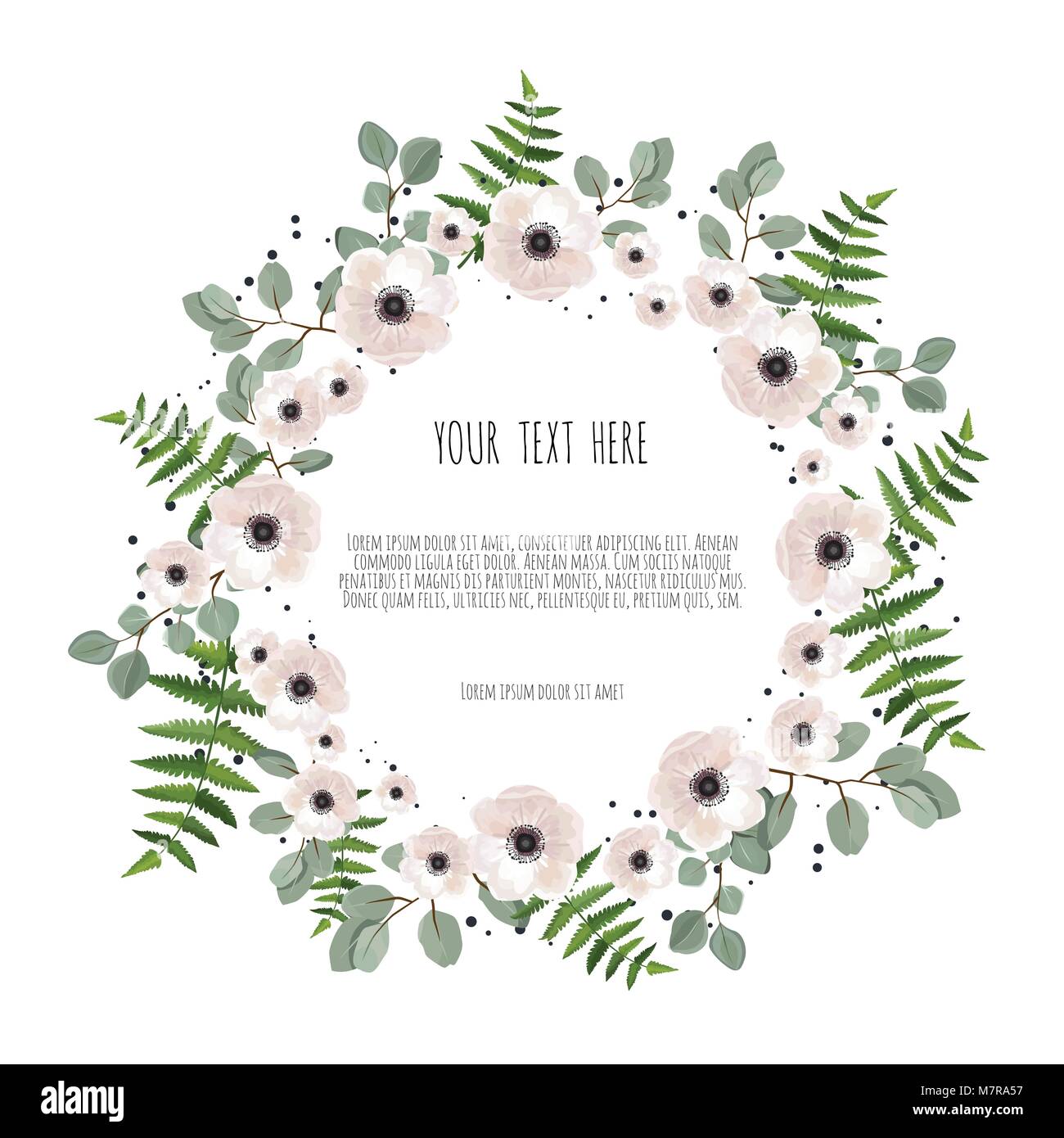 Stilvollem Blüten-blätter-vektor design runden Rahmen. Vector Illustration. Stock Vektor