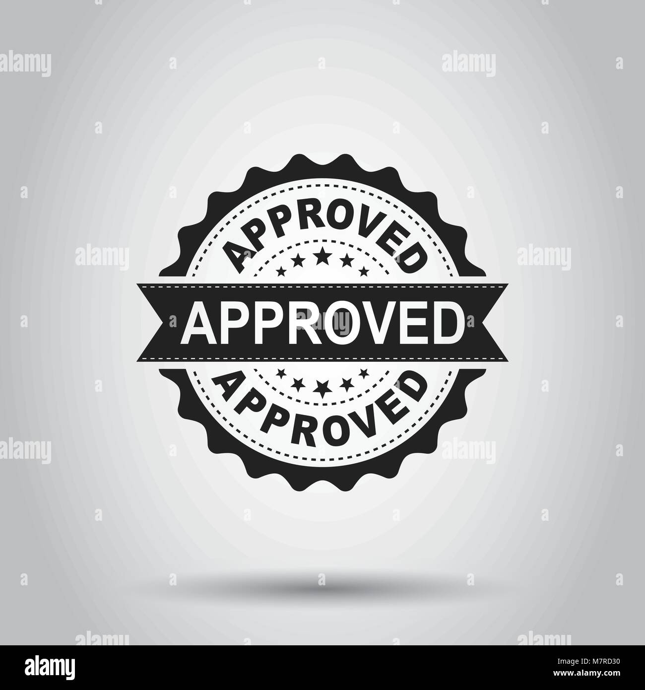 Genehmigte Siegel Stempel Vektor icon. Genehmigen akzeptiert Abzeichen flachbild Vector Illustration. Geschäftskonzept Piktogramm auf weißem Hintergrund. Stock Vektor