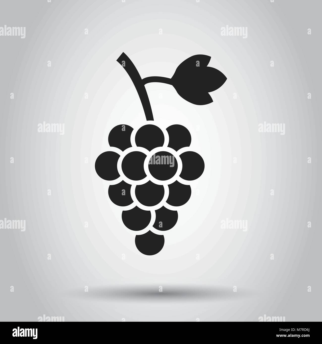 Traube Frucht mit Blatt Symbol. Vector Illustration auf weißem Hintergrund. Geschäftskonzept Bündel Wein Weinrebe Piktogramm. Stock Vektor