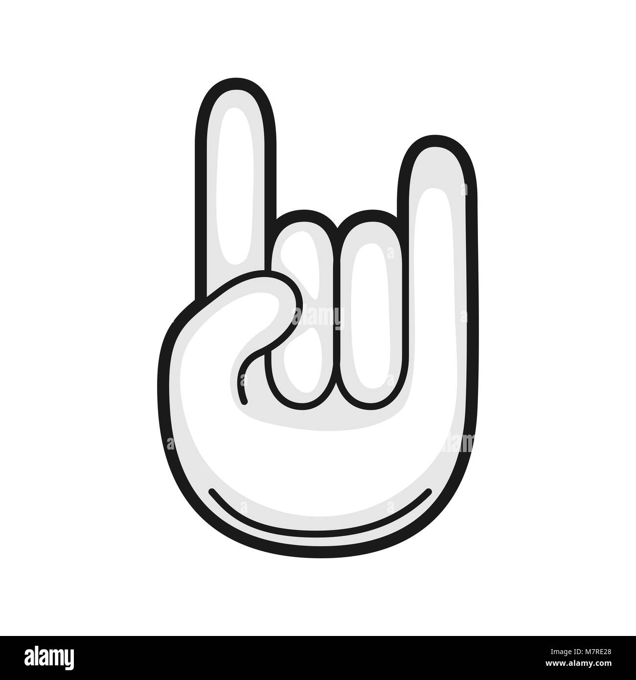 Abbildung: Hand rock Zeichen Geste. Symbol auf weißem Hintergrund Stock Vektor