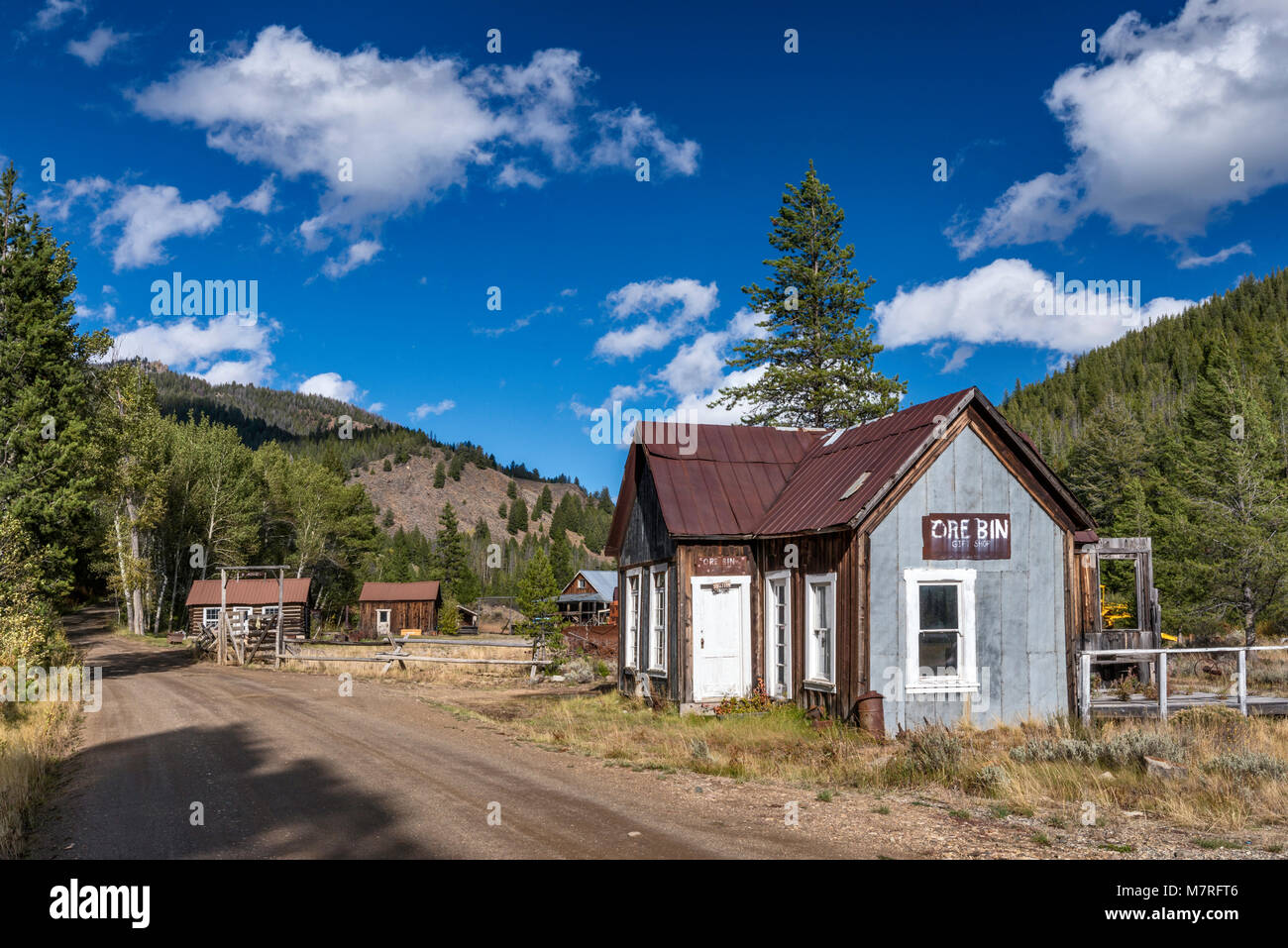 Haus in Custer Stadt Ghost Town, Yankee Fork des Salmon River, Custer Autobahn Abenteuer Straße, Salmon-Challis National Forest, Idaho, USA Stockfoto