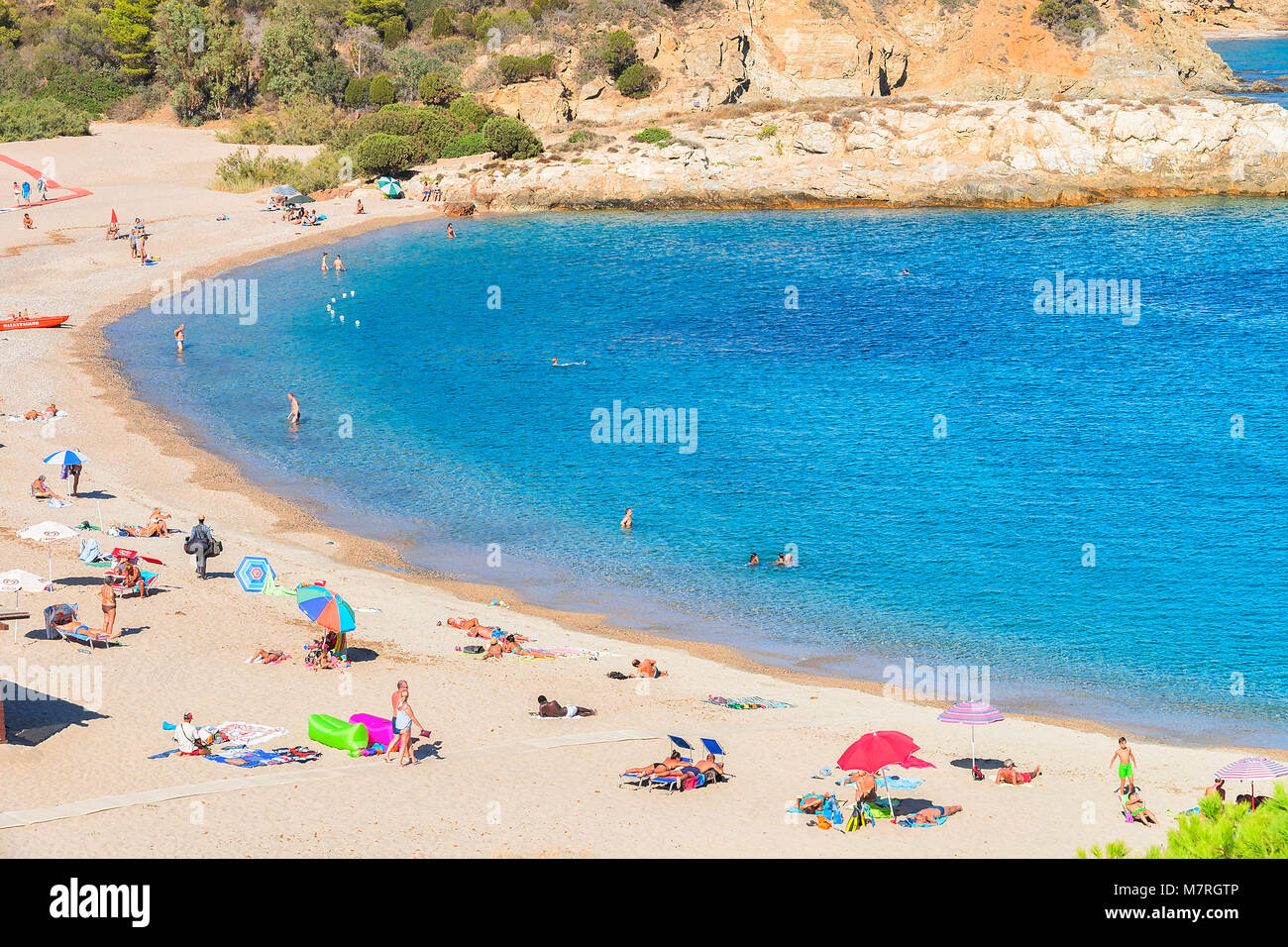 Domus de Maria, Italien, 14. September 2017: Chia Strand im Mittelmeer, Sardinien, Italien Stockfoto