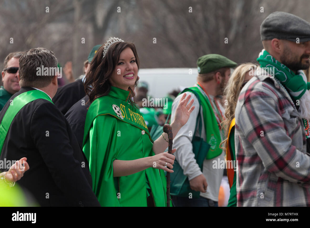 Chicago, Illinois, USA - 12. März 2016, die St. Patrick's Day Parade ist eine kulturelle und religiöse Feier aus Irland zu Ehren des Heiligen Patrick. Stockfoto