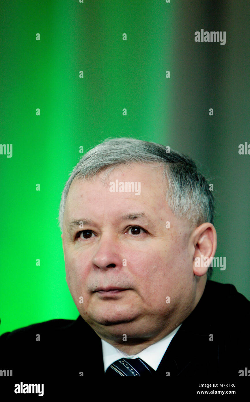 Warschau, Pommern/Ostsee/Polen - 2007/03/12: Jaroslaw Kaczynski, den polnischen Regierung Premierminister und Führer der Partei "Recht und Gerechtigkeit" PiS Stockfoto