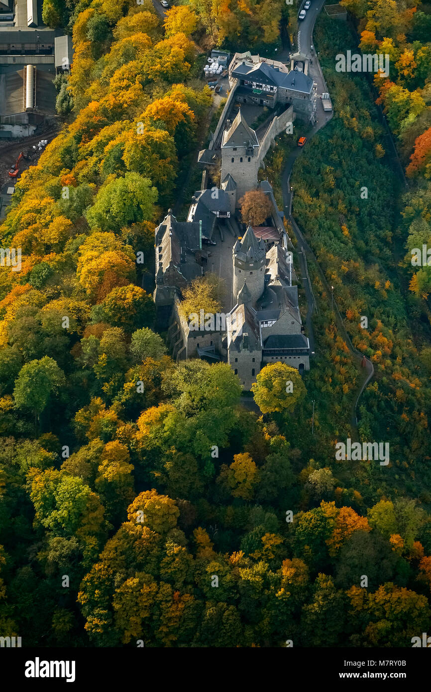 Luftaufnahme, Burg Altena Altena, Grafschaft, Klusenberg, Herbst Laub, Altena, Sauerland, Nordrhein-Westfalen, Deutschland, Europa, Vögel-Augen-blick, AE Stockfoto