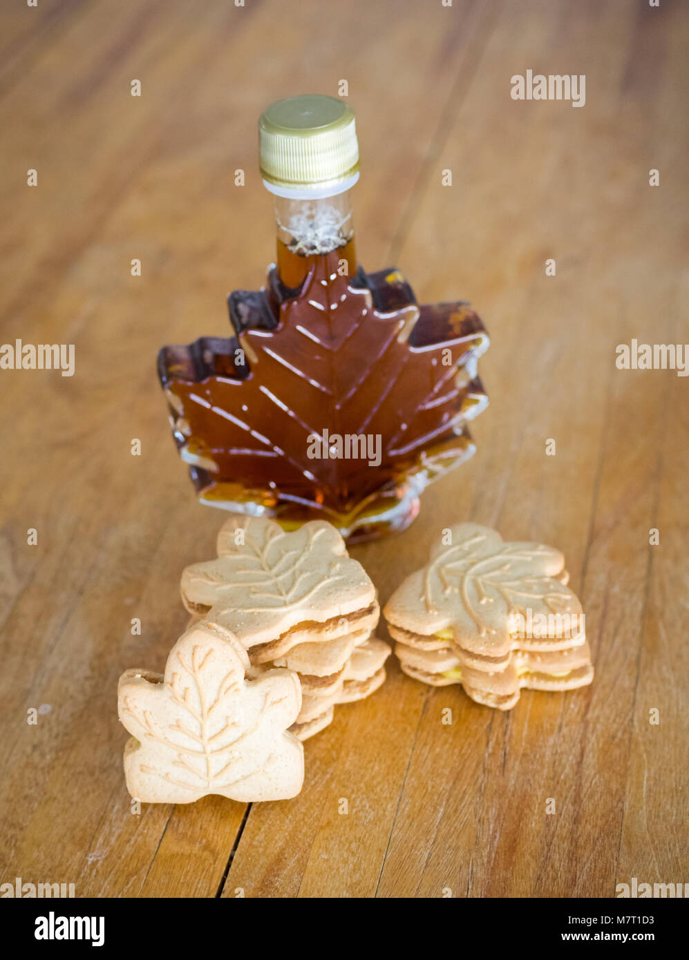 Leckere Cookies Ahorn (Maple Leaf Cookies), mit echten kanadischen Ahornsirup. Stockfoto