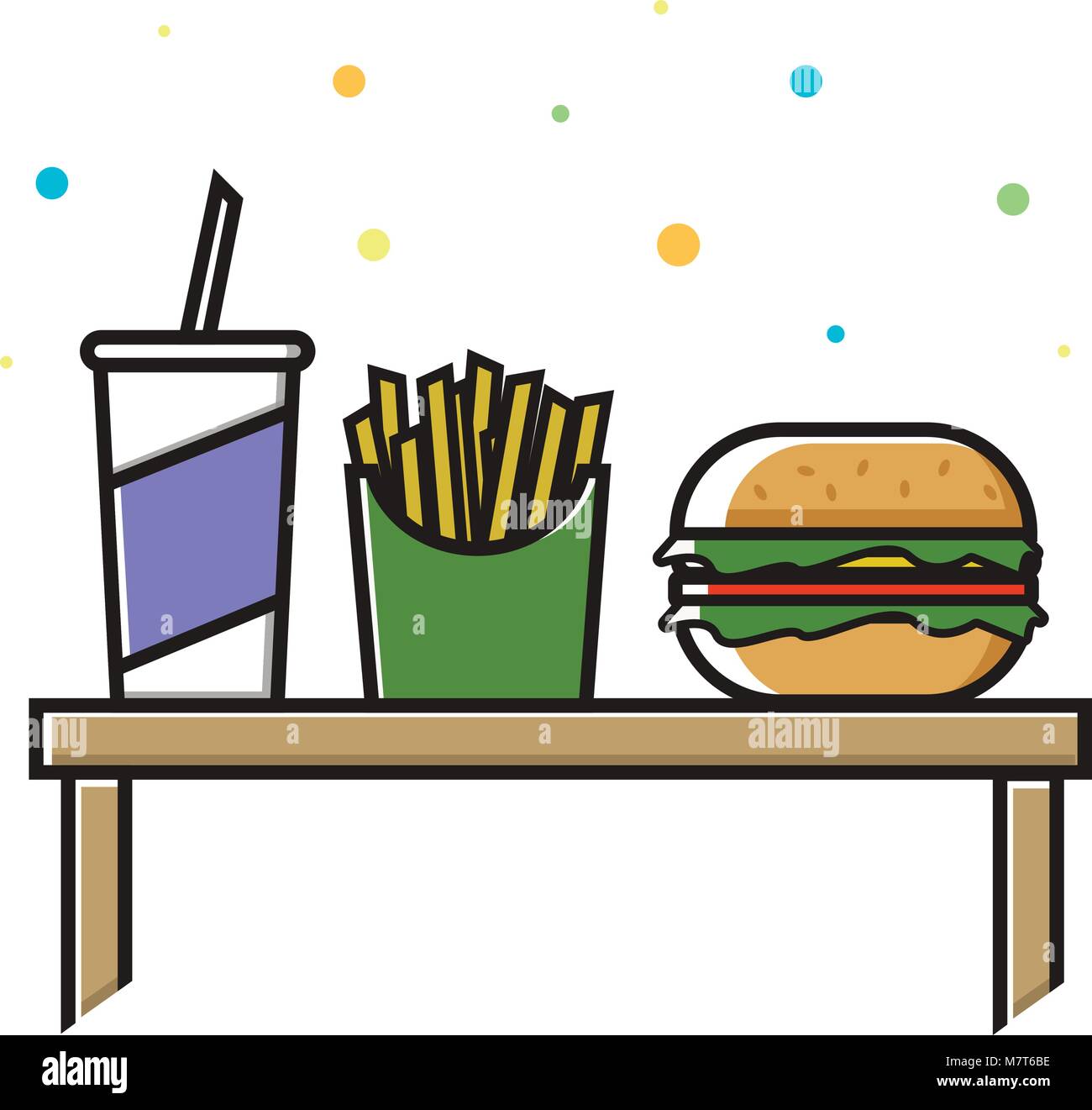 Fast food Menü. Cola, Hamburger und Pommes Frites. Vector Illustration Stock Vektor