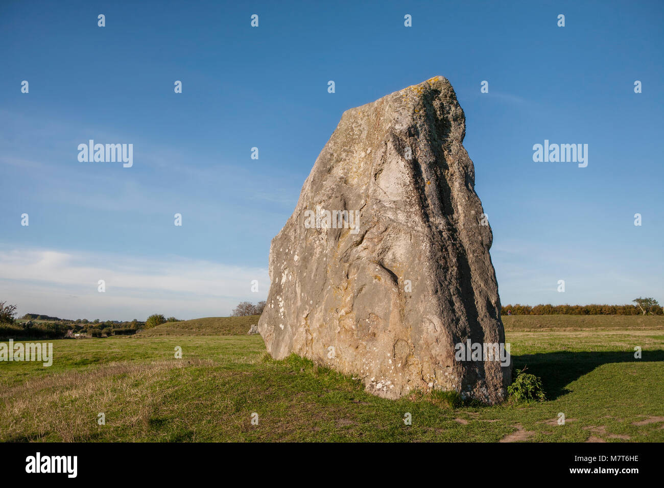 Standing Stone in Avebury, Wiltshire, an einem sonnigen Tag Sommer, Großbritannien Stockfoto