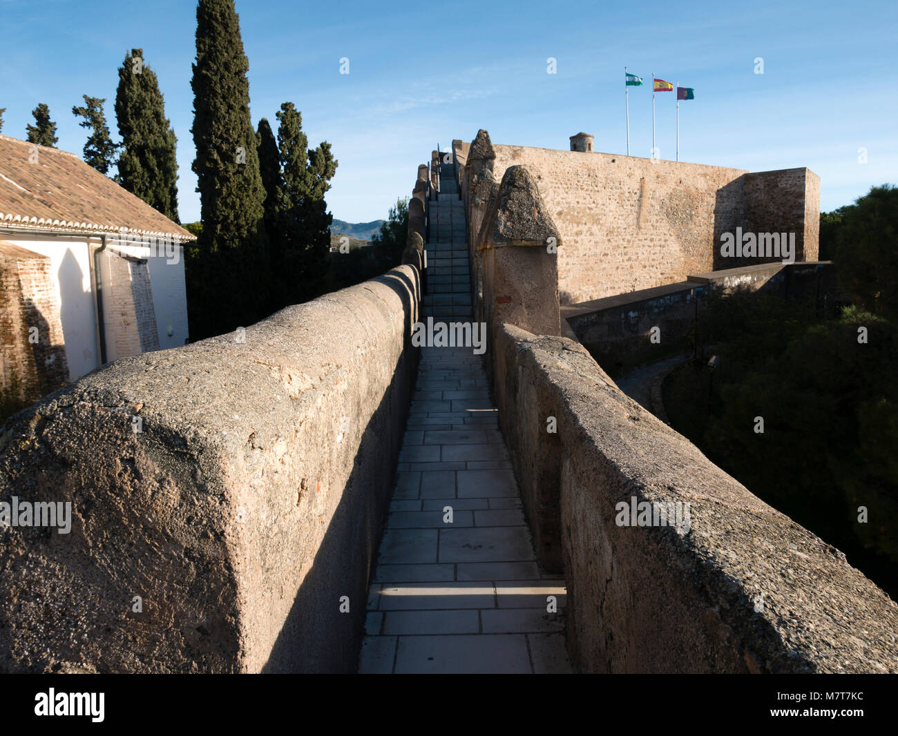 Castillo de Gibralfaro (Castillo de Gibralfaro) Malaga, Andalusien, Spanien. Stockfoto