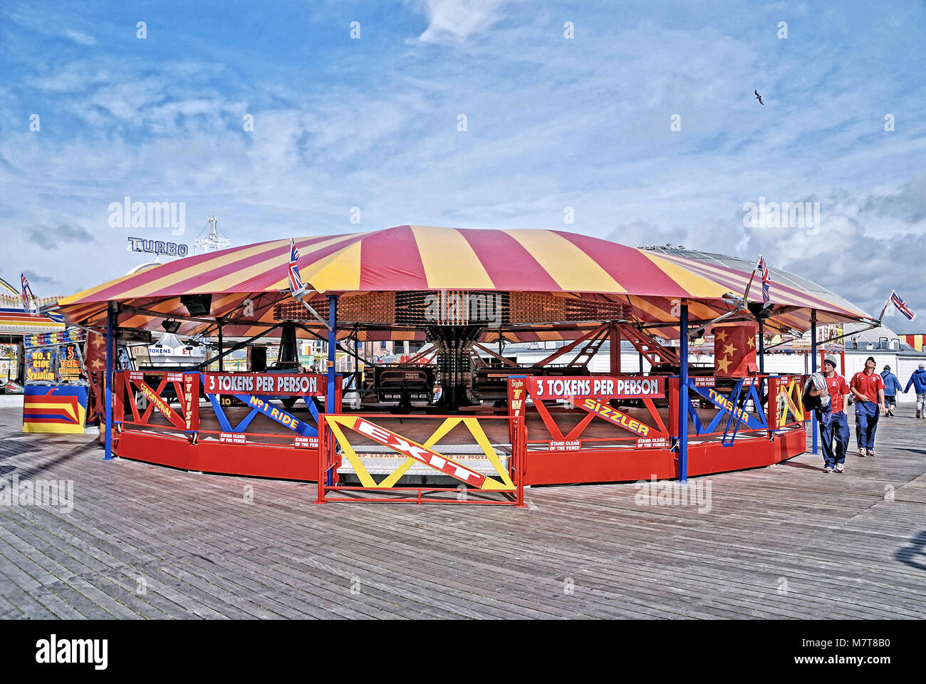 Twister Kirmes Ride, Brighton Pier Stockfoto