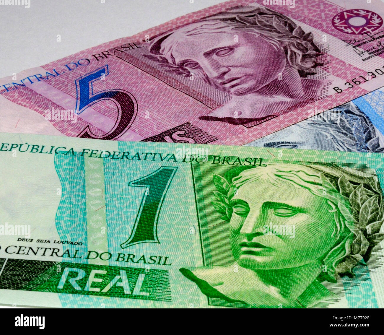 Brasilien Reais reale Währung Banknoten Stockfoto