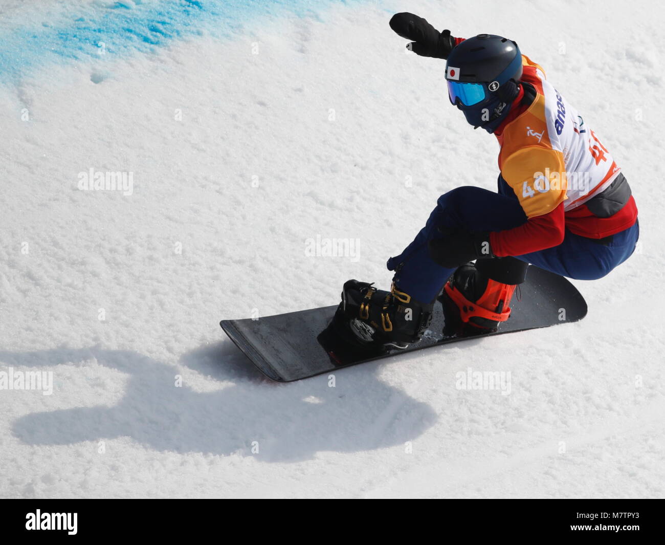 Gurimu Narita (JPN), 12. MÄRZ 2018 - Snowboarden: Männer Snowboard Cross stehend an Jeongseon Alpine Center während der PyeongChang 2018 Paralympics Winterspiele in Pyeongchang, Südkorea. (Foto von Sho Tamura/LBA SPORT) Stockfoto