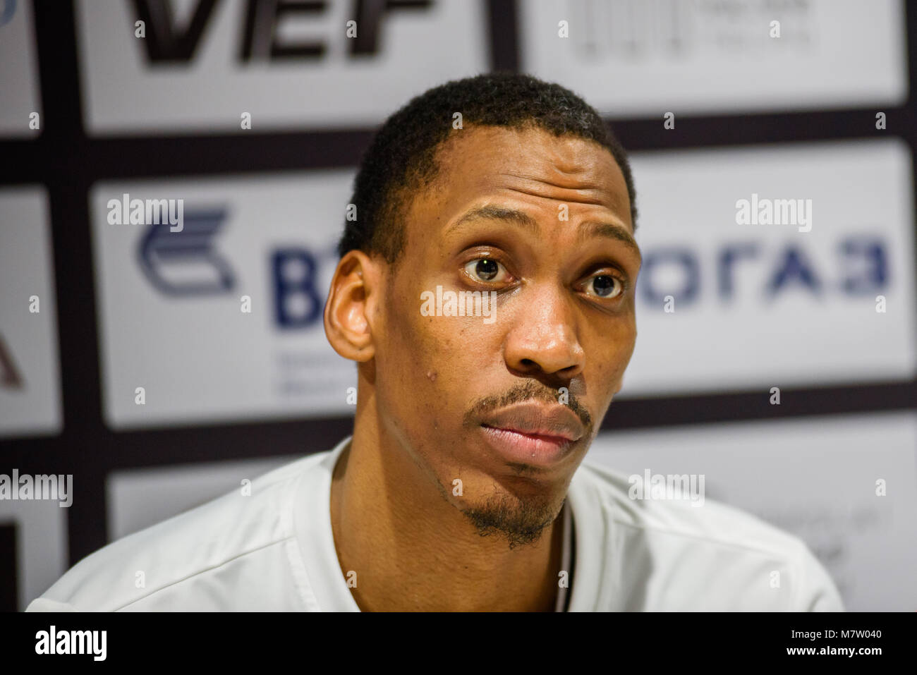 Riga, Lettland. 12. März, 2018. VTB League Spiel zwischen VEF Riga und CSKA Moskau Teams. Credit: gints Ivuskans/Alamy leben Nachrichten Stockfoto