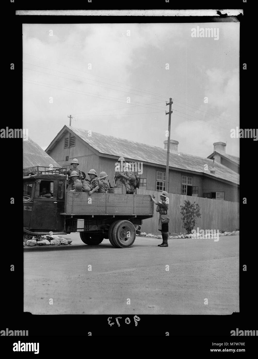 Palästina Unruhen 1936. Truppen Verlassen der Kaserne für Pflicht LOC matpc.18088 Stockfoto