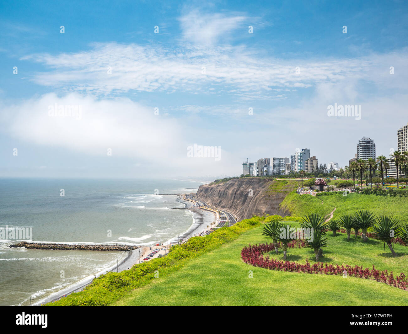 Blick auf La Costa Verde entlang der Miraflores in Lima, Peru Stockfoto
