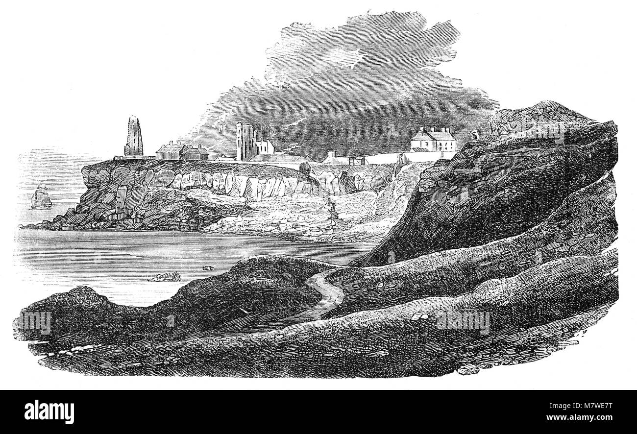 Auf Einer Felsigen Landzunge Gelegen Und Mit Blick Auf Die King Edward S Bay Ist Das 7 Jahrhundert Ein Kloster In Tynemouth Gebaut Wurde Und Spater Befestigt In 865 Kirche Und Kloster Wurden