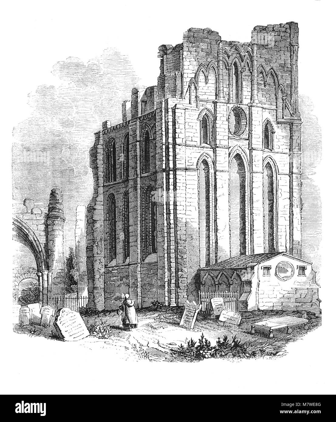 Auf einer felsigen Landspitze mit Blick auf Tynemouth Pier das 7. Jahrhundert ein Kloster in Tynemouth gebaut wurde und später befestigt. In 865 Kirche und Kloster wurden von den Dänen zerstört, wieder durch die Dänen in 870 geplündert und schließlich von der Dänen in 875 zerstört. Tynemouth, Northumbria (Northumberland) England. Stockfoto