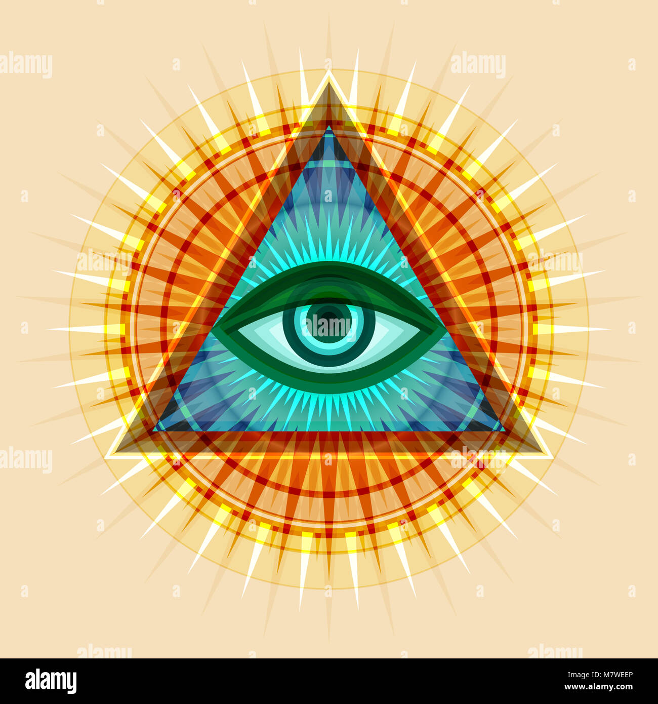 Alles sehende Auge Gottes (Das Auge der Vorsehung | Auge der Allwissenheit  | leuchtende Delta | Oculus Dei). Mystische sakralen Symbol der Illuminaten  und Freimaurer Stockfotografie - Alamy