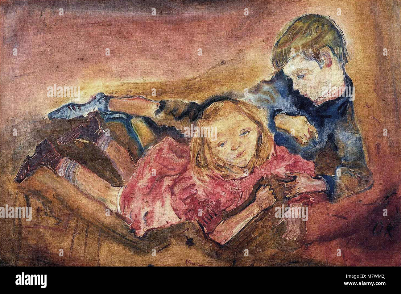 Oskar Kokoschka - Kinder Spielen 1909 Stockfoto