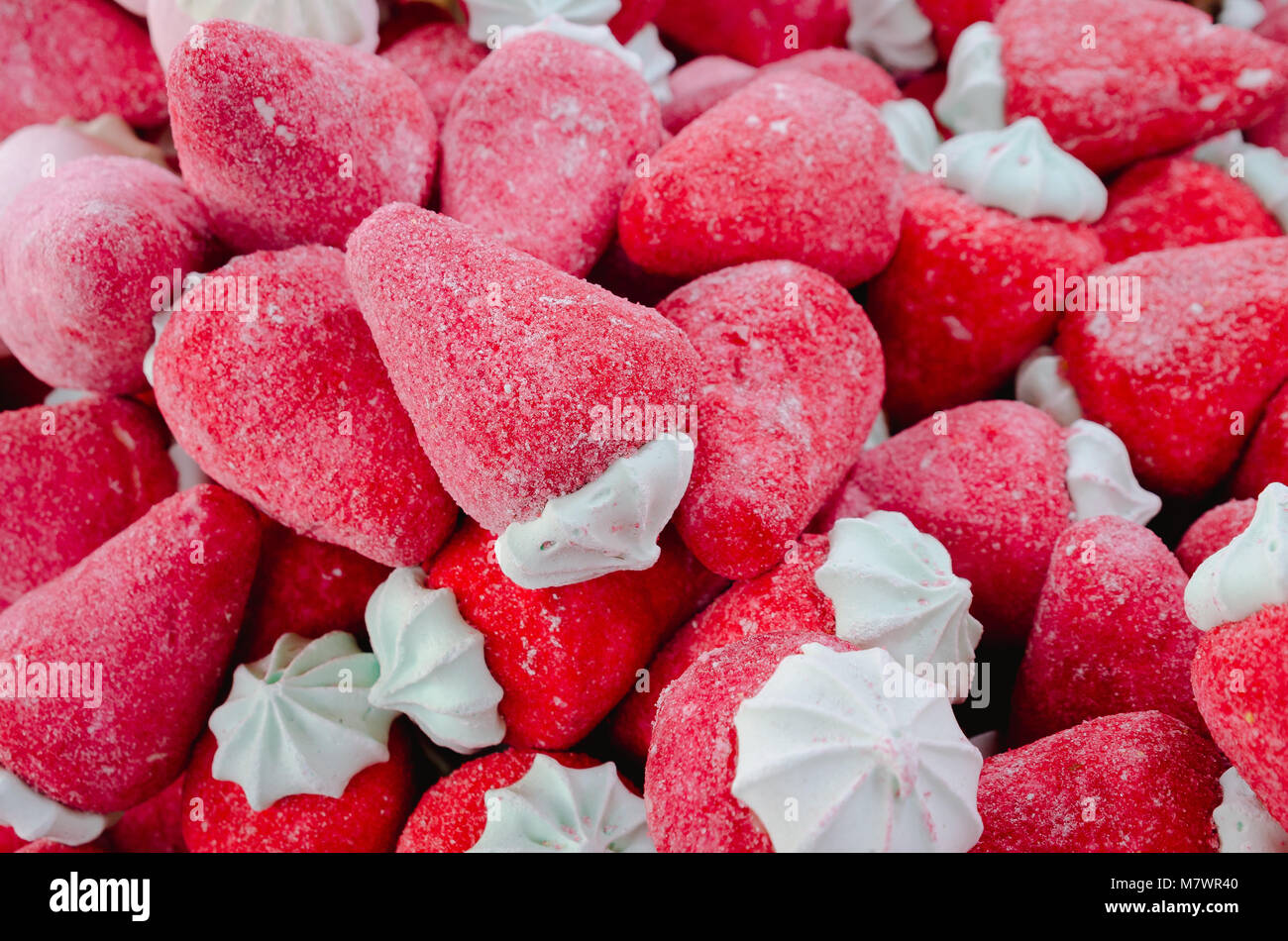 Köstliche Erdbeere geformten Süßigkeiten Stockfoto