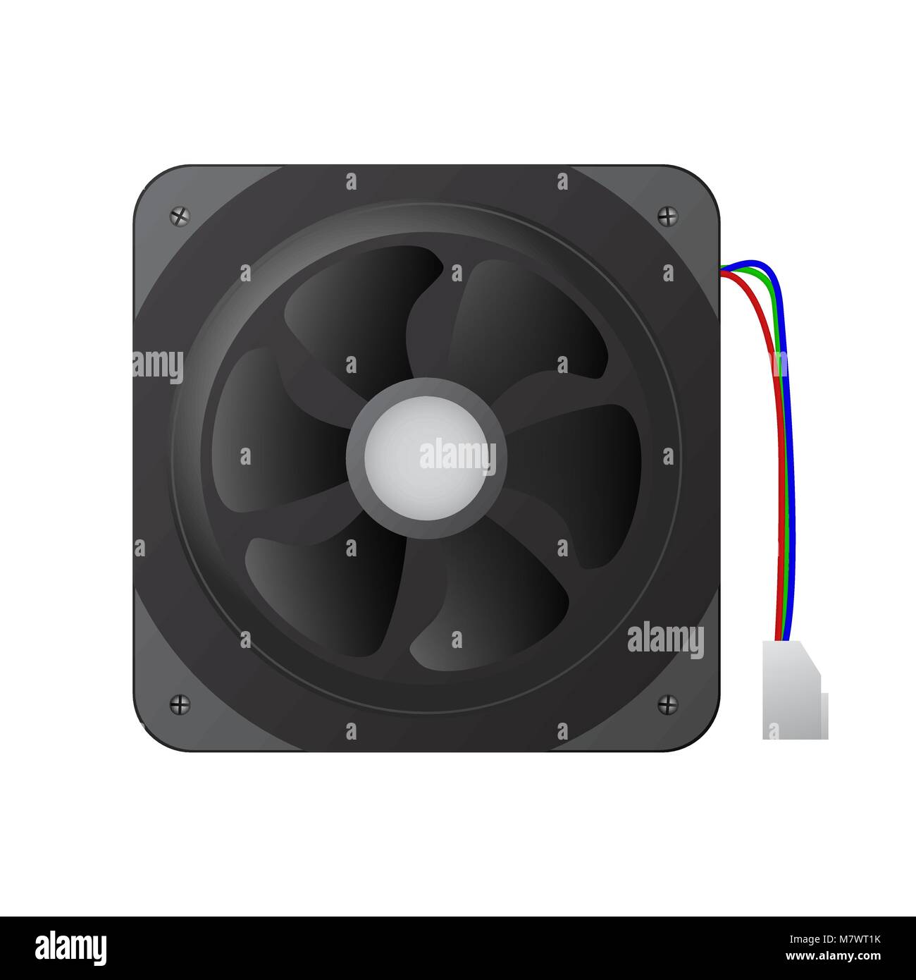 Computer Lüfter mit Kabel und Stecker. Die Kühlung der CPU. Detail pc Vector Illustration. Stock Vektor