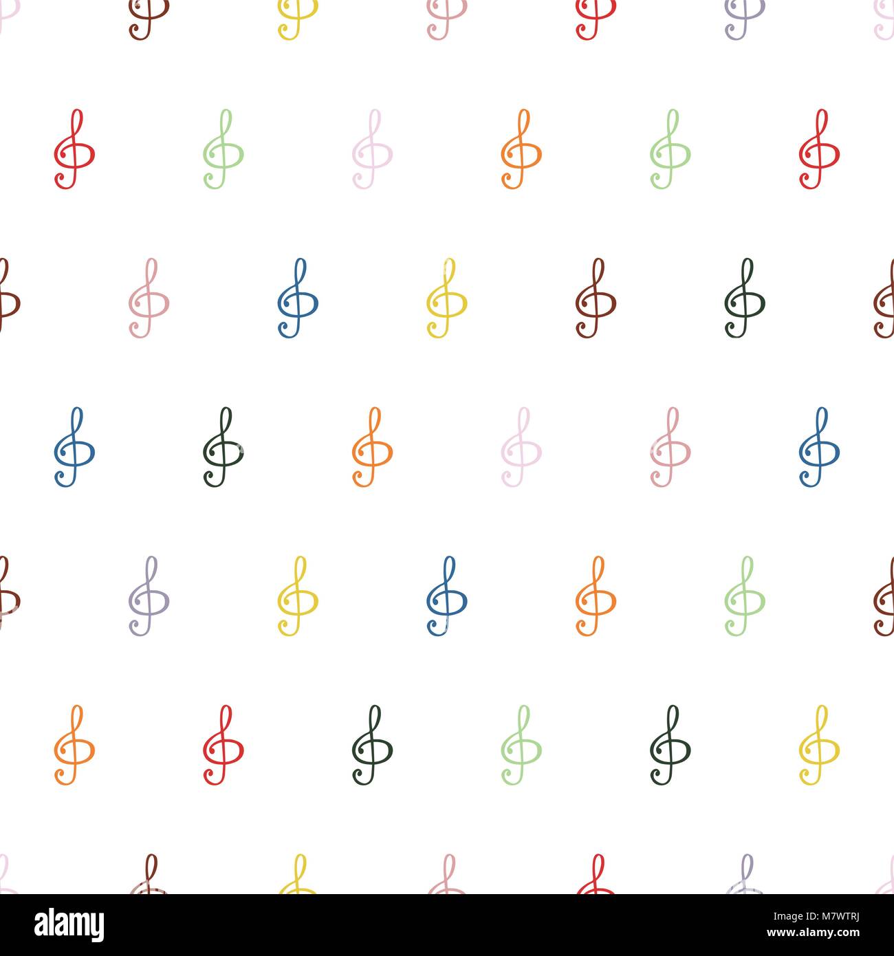 Violinschlüssel. Nahtlose Muster im Violinschlüssel. Noten, violinschlüssel Vektor. Stock Vektor