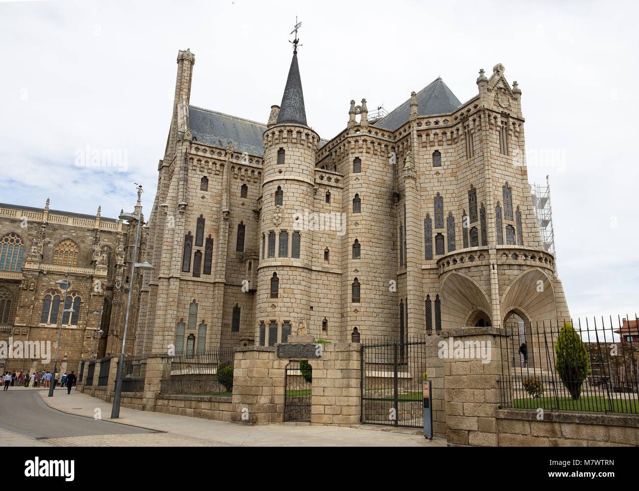 Schöne und berühmte Sehenswürdigkeiten Astorga Epsiscopal Palace, in Astorga, Leon, Spanien, Europa/Urlaub/Wandern/Touristen/Schönheit Stockfoto