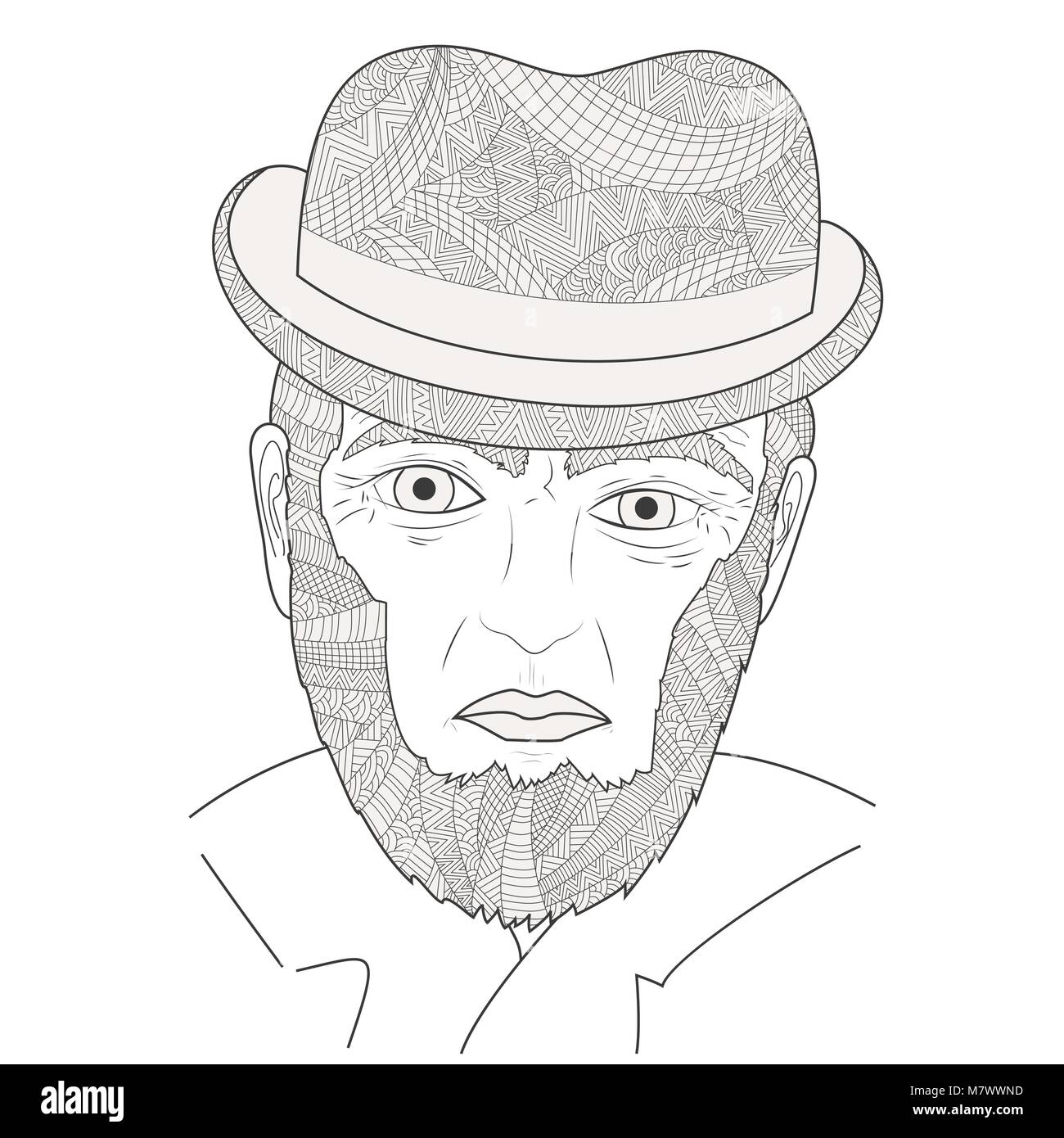 Das Gesicht eines älteren Signora Zen Wirrwarr Vector Illustration ...