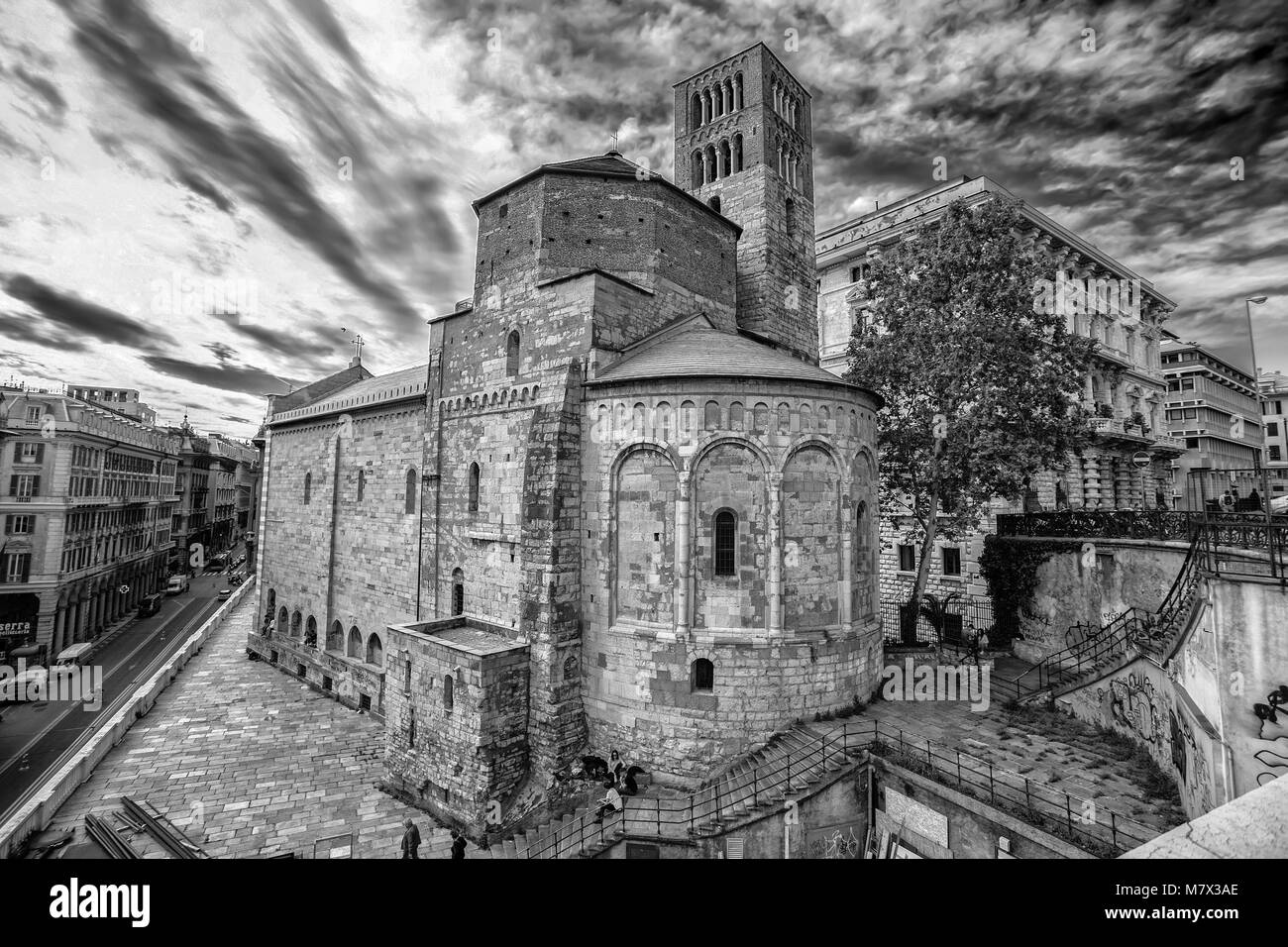 Genua (Genova), Italien, 05.MAI 2017 - Santo Stefano (Saint Stephen) Kirche im Stadtzentrum von Genua, Italien Stockfoto